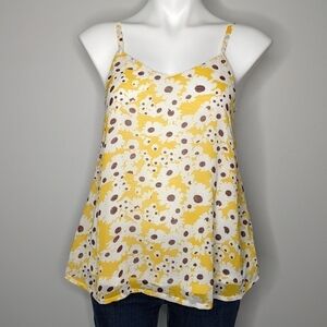 ✨3/$15 ICHI white yellow sunflower tank top 38/S
